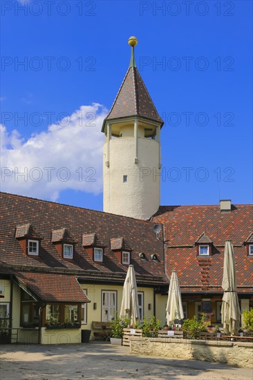 Teck Castle with hiking home of the Swabian Alb Association