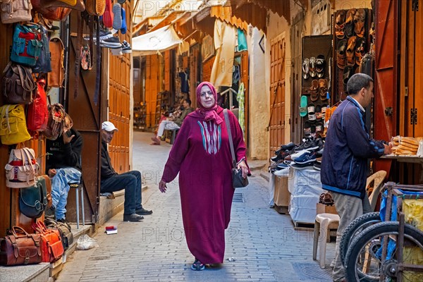 Moroccan Muslim woman wearing djellaba