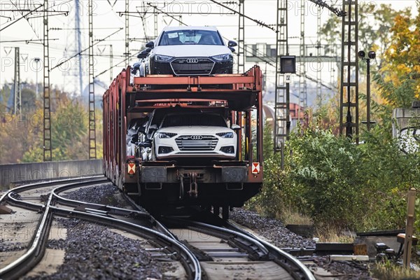 Goods train loaded with brand new Audi vehicles