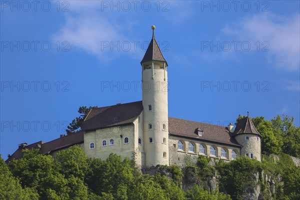 Teck Castle with hiking home of the Swabian Alb Association