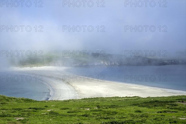 View over sandbar in the mist from St Ninian's Isle