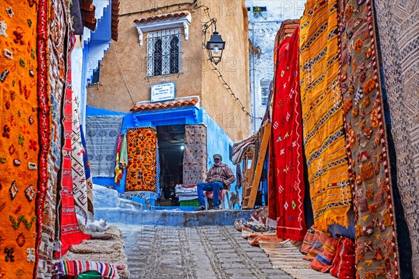 Shops selling colourful Berber rugs