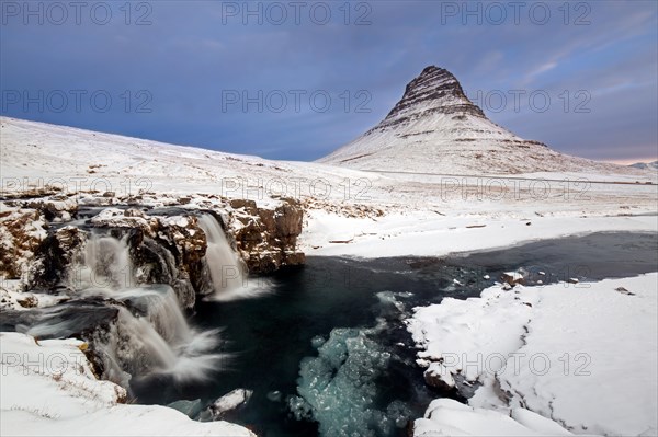 Waterfall Kirkjufjellsfoss and Kirkjufell