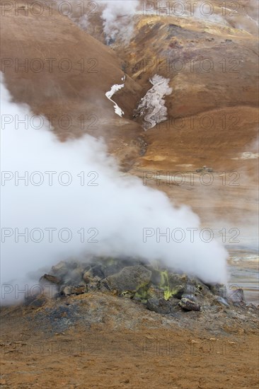 Steaming fumarole at Hverir