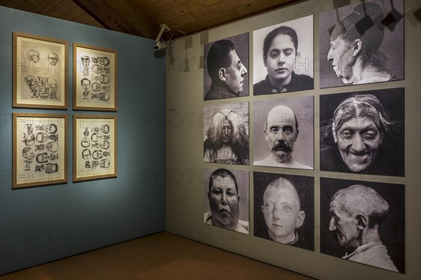 Old photos showing portraits of psychiatric patients in the Dr Guislain Museum about the history of psychiatry in the former Guislain Hospice