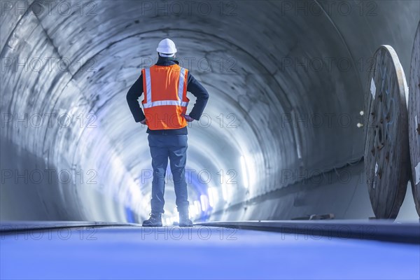 Construction site in the tunnel at the new through station in Stuttgart. A total of 56 kilometres of tunnels have been dug for Deutsche Bahn AG's Stuttgart 21 project and tunnelling has been completed. The tunnels will go online when the new main railway station opens in 2025