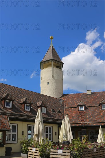 Teck Castle with hiking home of the Swabian Alb Association