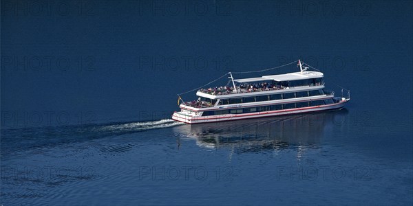 Aerial view of the excursion boat Edersee Star on the Edersee