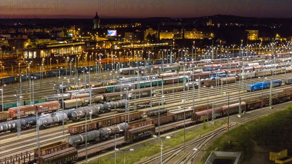 Aerial view DB Cargo marshalling yard Halle