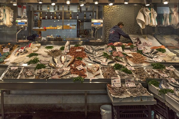 Fish stall in the large market hall
