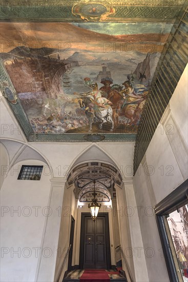 Entrance hall with ceiling fresco in Palazzo Cattaneo Adorno