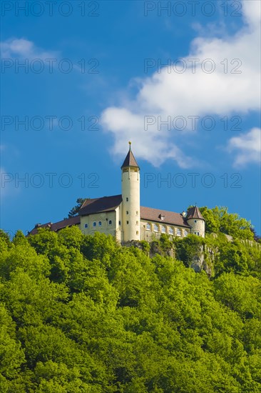 Teck Castle with hiking home of the Swabian Alb Association
