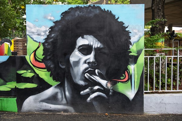 Bob Marley with cannabis cigarette