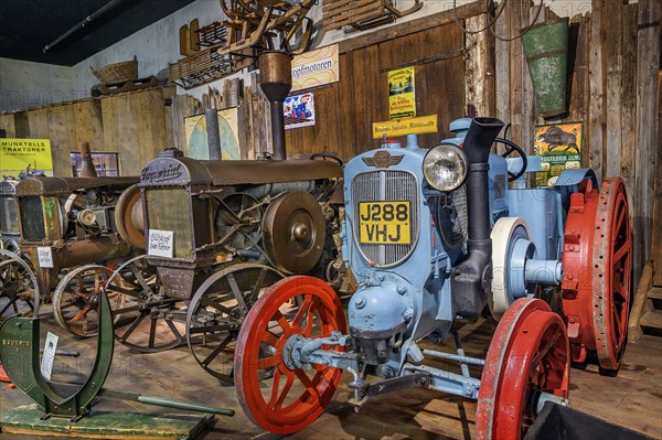 Vintage tractors with glow-head engines