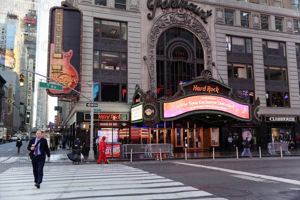 Hard Rock Cafe in Times Square at night