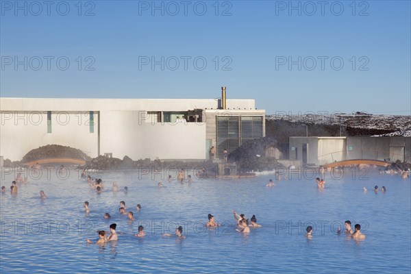 Tourists bathing in the Blue Lagoon