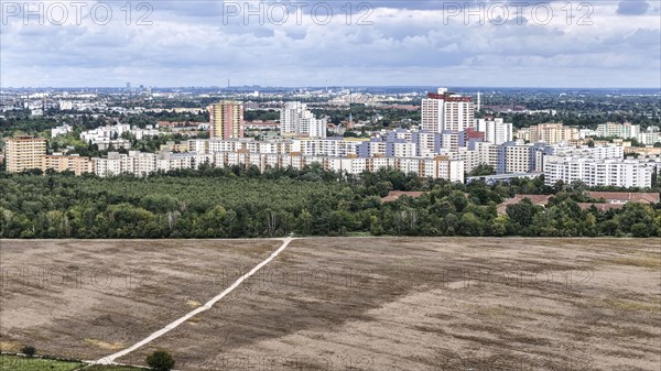 Aerial view of the large housing estate Waldsassenser Strasse in the Berlin district of Marienfelde. The estate was built in the 1970s