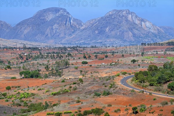 Rural landscape with mountains and hills near Ambalavao