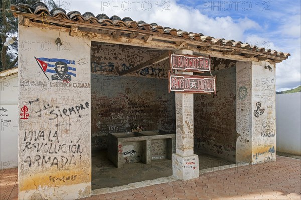 Laundry room where the body of Ernesto Che Guevara was publicly displayed after his death in 1967 in the town Vallegrande