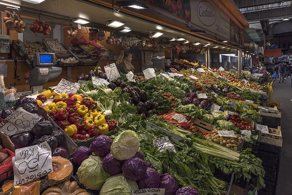 Fruit and vegetable stall in the large market hall