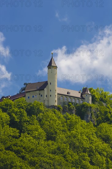 Teck Castle with hiking home of the Swabian Alb Association