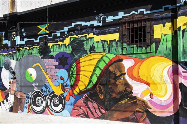Rastafari with joint mural