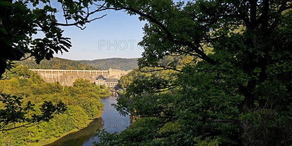 View of the river Eder with the dam wall