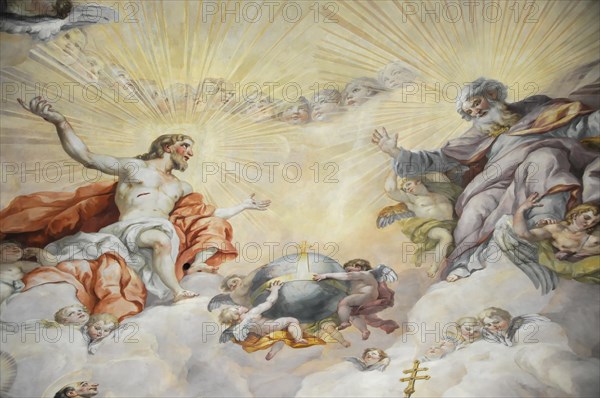 Detail of the dome fresco by Johann Michael Rottmayr