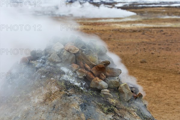 Steaming fumarole at Hverir