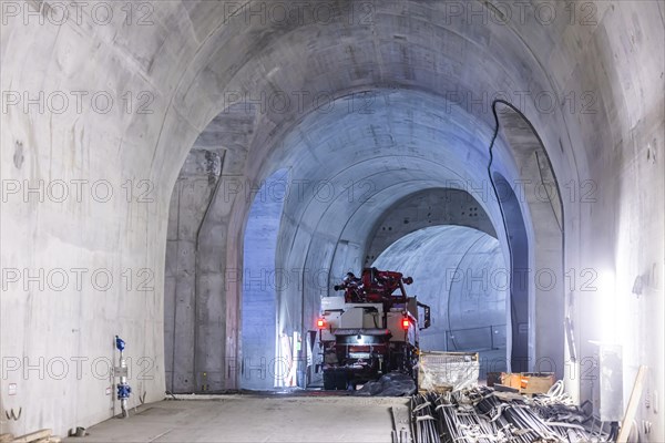 Construction site in the tunnel at the new through station in Stuttgart. A total of 56 kilometres of tunnels have been dug for Deutsche Bahn AG's Stuttgart 21 project and tunnelling has been completed. The tunnels will go online when the new main railway station opens in 2025