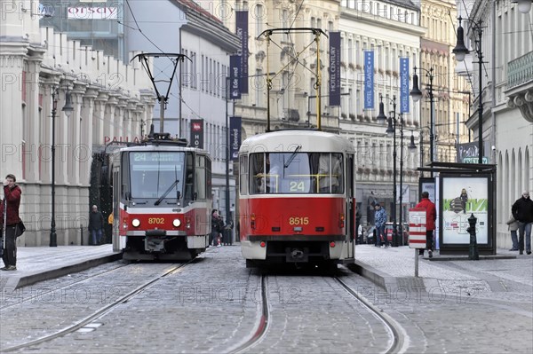 Trams on the move in the city centre