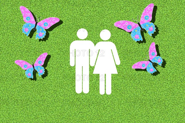Pictogram of a couple with butterflies in their stomach