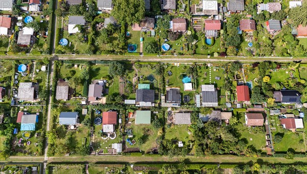 Aerial view of an allotment garden site