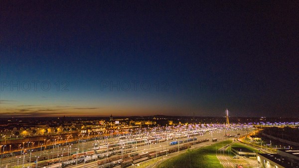 Aerial view DB Cargo marshalling yard Halle