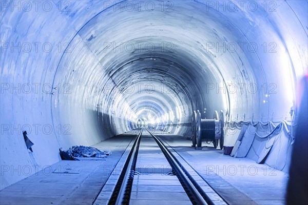 Construction site in the tunnel at the new through station in Stuttgart. A total of 56 kilometres of tunnels have been dug for Deutsche Bahn AG's Stuttgart 21 project and tunnelling has been completed. The tunnels will go online when the new main railway station opens in 2025