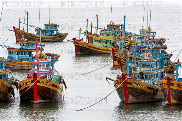 Fishing boats at anchor in the sea