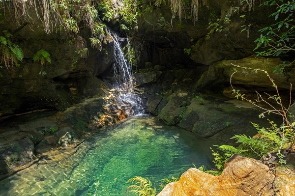 Small waterfall and pool in the Namaza Canyon in the Isalo National Park