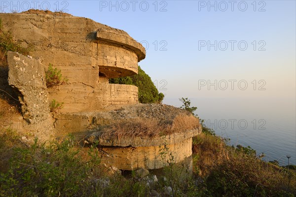 Bunker complex on the headland of Cape Rodon in the evening light