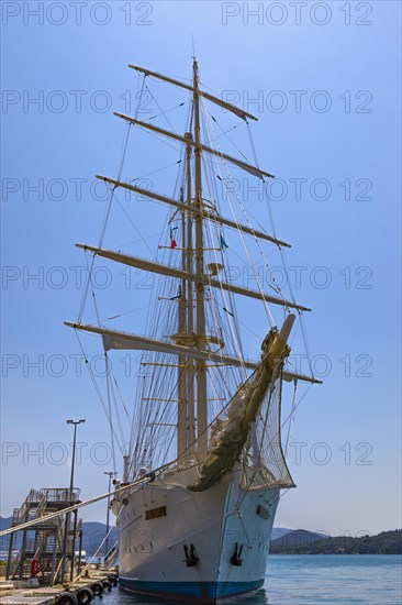 Four-masted sailing yacht Star Clipper anchored in the harbour of Portoferraio, Elba, Tuscan Archipelago, Tuscany, Italy, Europe