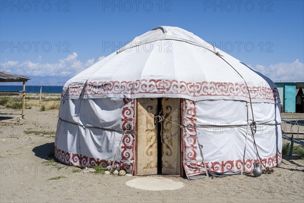 Yurt on Lake Issyk Kul, Kyrgyzstan, Asia