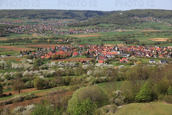 View from the Walberla rock to Ebermannstadt, district of Forchheim, Upper Franconia, Bavaria, Germany, Europe