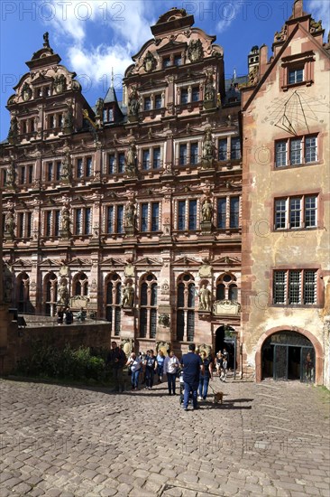 Heidelberg castle, Courtyard with the Friedrich building, Heidelberg, Baden Wurttemberg, Germany, Europe