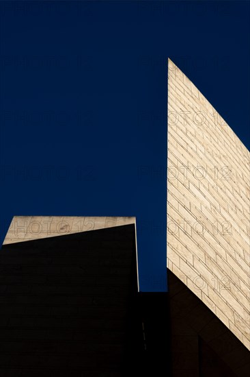 Modern Design Building Against Blue Clear Sky in Campione d'Italia, Lombardy, Italy, Europe