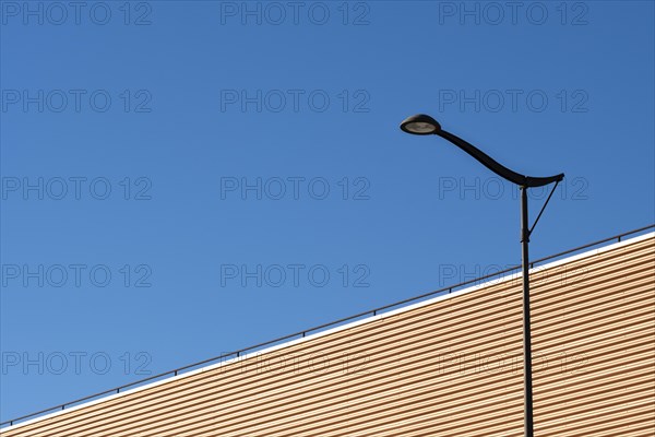 Minimalist cityscape with street lighting street lamps in a financial area