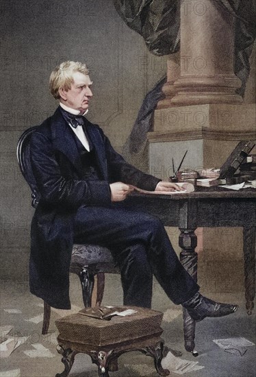 William Henry Seward (born 16 May 1801 in Florida, Orange County, New York, died 10 October 1872 in Auburn, New York) was an American politician (R) who served as Secretary of State of the United States from 1861 to 1869 under Presidents Abraham Lincoln and Andrew Johnson, after a painting by Alonzo Chappel (1828-1878), Historical, digitally restored reproduction from a 19th century original