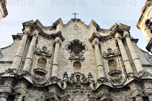 Detail, Catedral de la Habana, Havana Cathedral, start of construction 1748, baroque facade, Plaza de la Catedral, Havana, Cuba, Greater Antilles, Caribbean, Central America, America, Central America