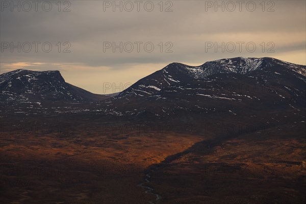 Laporten in autumn with sunset. Abisko National Park