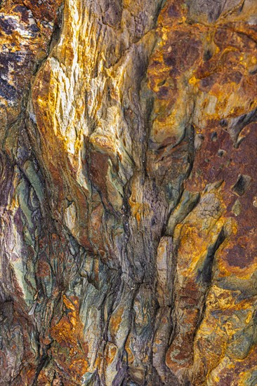 Coloured, ferrous mineral rocks on the beach of Topinetti, near Rio Marina, Elba, Tuscan Archipelago, Tuscany, Italy, Europe