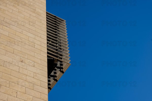 Modern Design Building Against Blue Clear Sky in Campione d'Italia, Lombardy, Italy, Europe