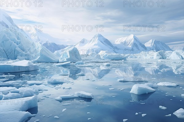 Aerial view of an Antarctic icy landscape, AI Generated, AI generated